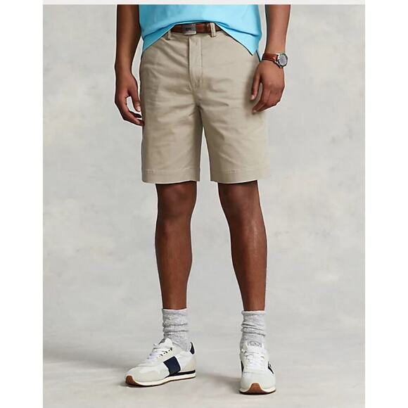 Polo Ralph Lauren Shorts Men‎ 42 Tan Chino Stretch Classic Fit Flat Front 9" - Picture 1 of 12